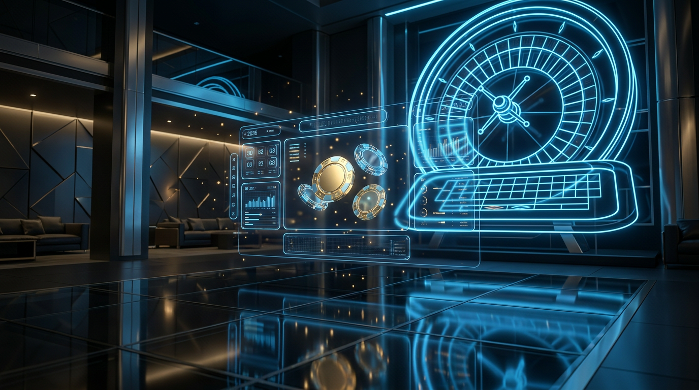 Nowoczesna wizualizacja legalnego kasyna online 2026 z elementami high-tech
